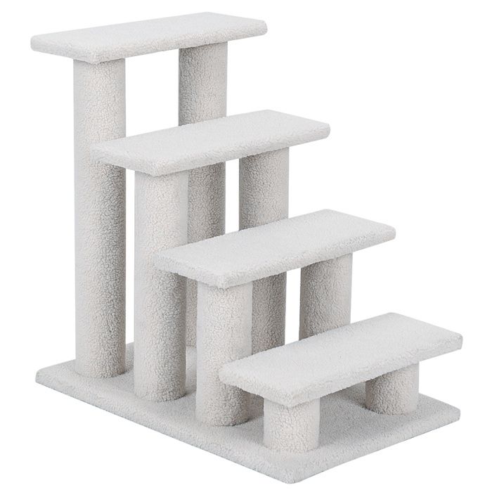 Meilleurs prix pour COSTWAY Arbre à Chat 60 CM en Cachemire, Escalier pour Animaux Marches Grimpeur pour Chat à 4 Niveaux, Charge 45 kg, Blanc