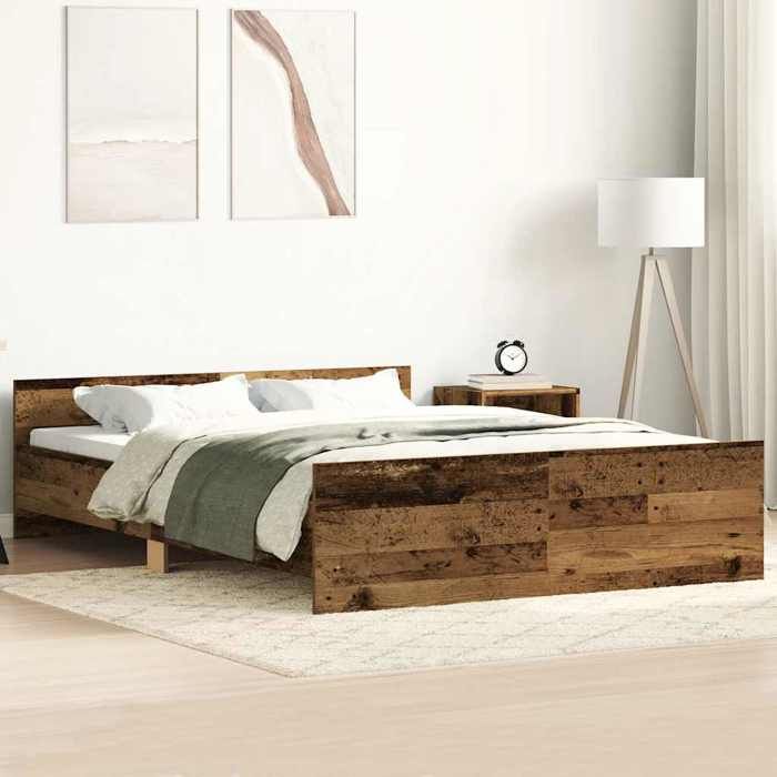 vidaXL Cadre de lit sans matelas vieux bois 140x190 cm bois ingénierie 3328778