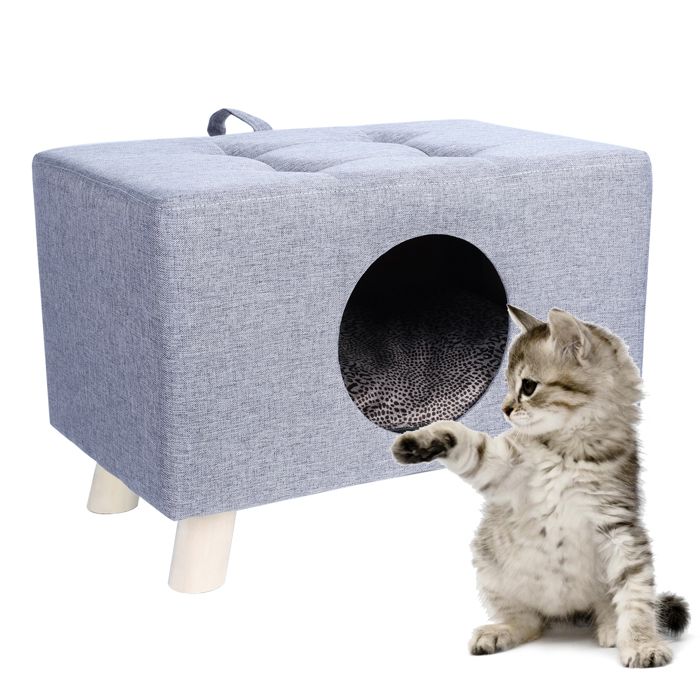 Meilleurs prix pour Niche pour Chat - CURFAIR - Maison Portative pour Animaux De Compagnie - Tabouret pour animaux de compagnie avec coussin,