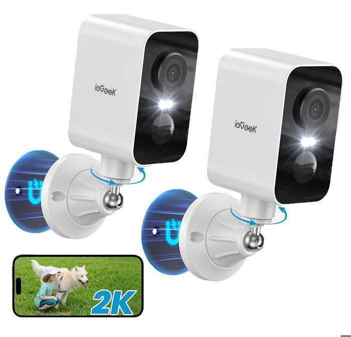 AOSU Caméra de sécurité extérieure 2K avec panoramique 360°, caméra de