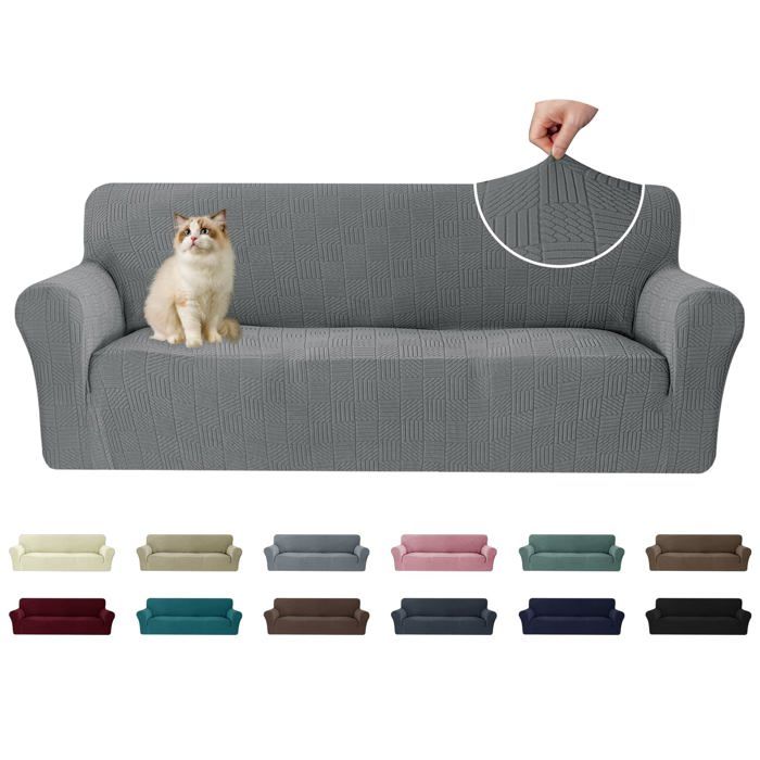 Ystyle Housse Canapé 3 Places Extensible Universelle Housse Canape Protection Chat Chiens Griffures Gris Clair