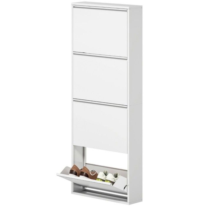 Étagère à chaussures murale avec miroir Leto, porte simple, peut contenir dix chaussures Étagère à chaussures murale avec miroir Leto, porte simple, peut contenir dix chaussures
