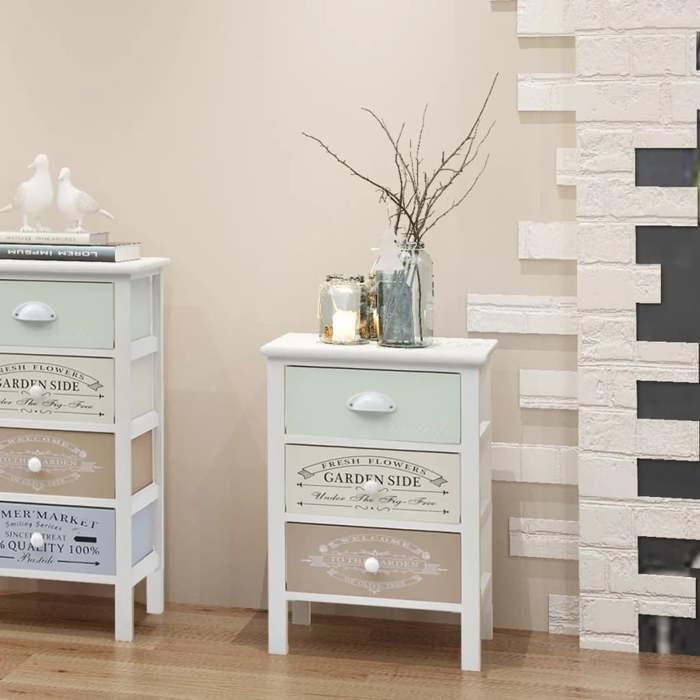 CLARENCE® Grande Armoire Haute de Rangement en style français 3 tiroirs Bois  LL017