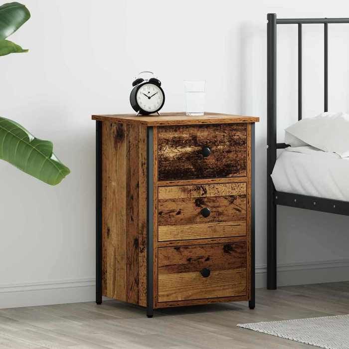 (ON SALE)Meuble de chambre/lampe - Armoire de lit Cabinet de Chevet avec tiroir - Bois ancien - 40x36x60 cm EU408495
