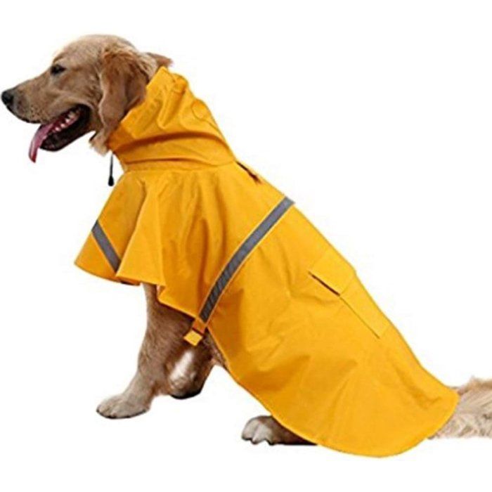 Meilleurs prix pour Imperméable Réfléchissant pour Grand Chien Poncho Capuchon Adjustable Jaune - Taille M pour Protection Pluie