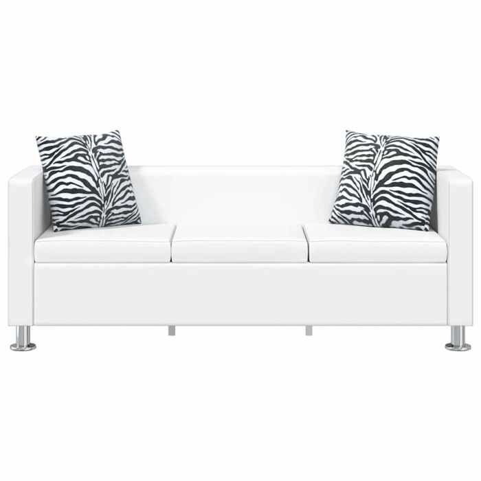 Canapé 3 places en similicuir - MANGO - Blanc - 170x625x63 cm - Deux oreillers inclus - Capacité de charge 110 kg