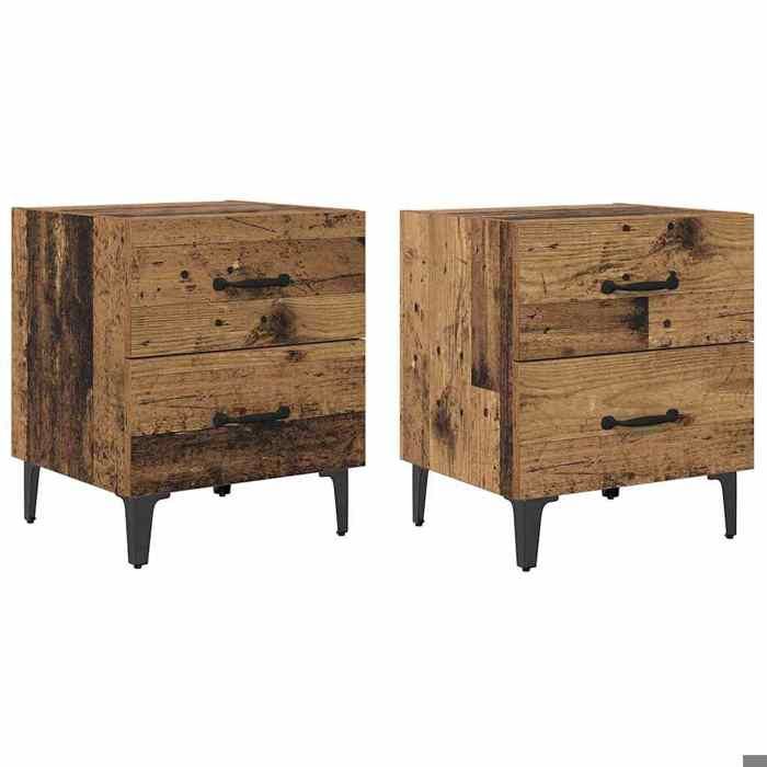 En solde Armoire de lit (2 pcs) - UU - Petit armoires de chevet - avec tiroir Bois ancien 40x35x47 5 cm L1858