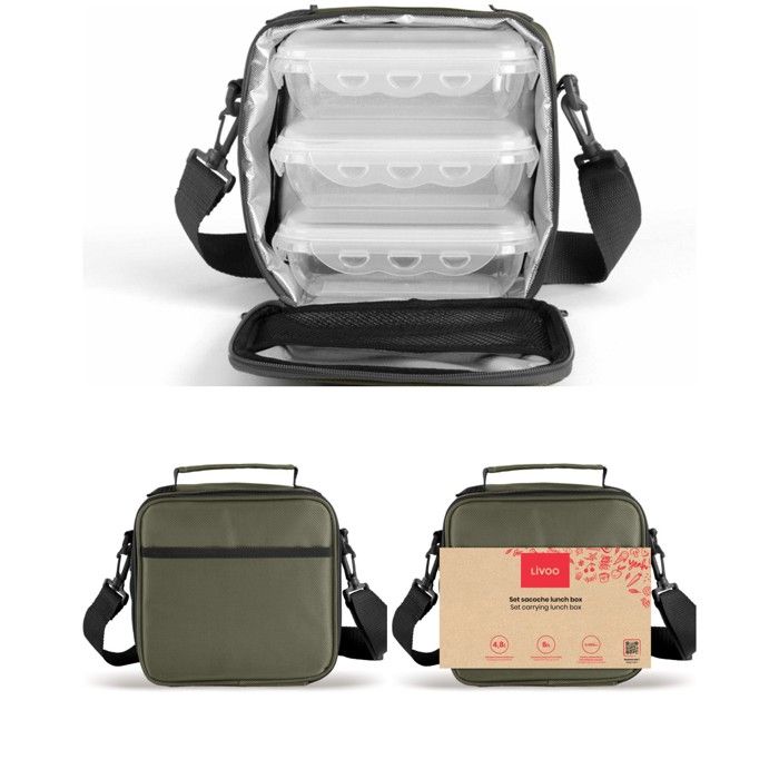 Sacoche isotherme - LIVOO - Lunch box isotherme 3 étages - 4 5 L - 3 boîtes 580 ml - conservation 6 h