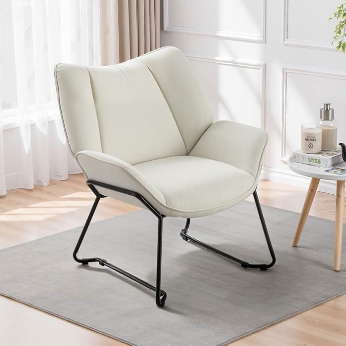 Fauteuil - Lounge Confort - Blanc - Accoudoirs - Mousse haute densité