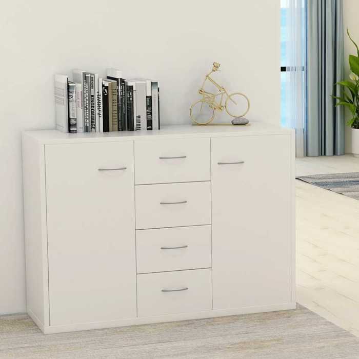 Armoire Vaisselier Durable - Blanc - Buffet de cuisine - avec Rangement - Blanc 88x30x65cm - Bois dingénierie LH6613843