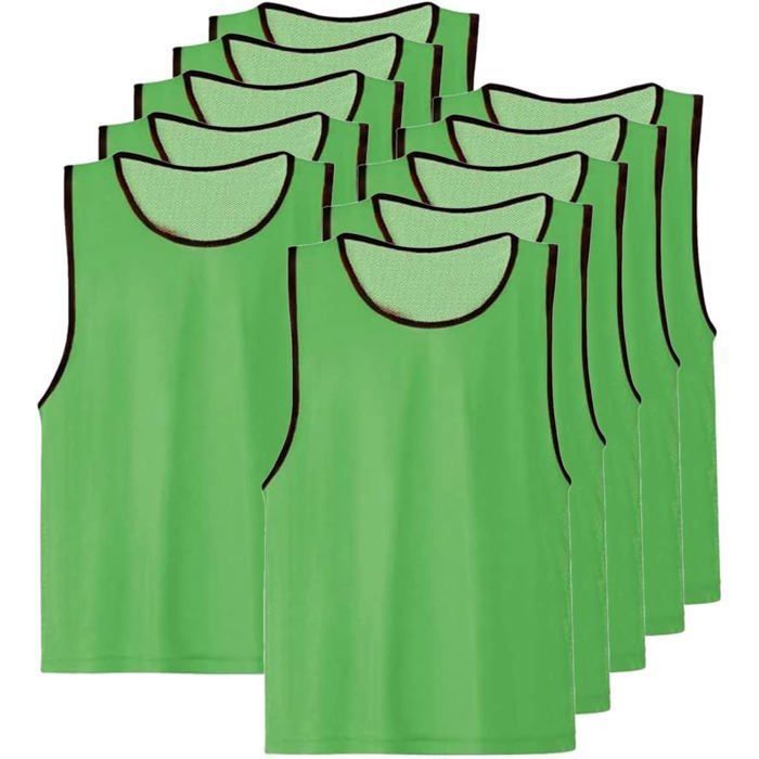 Lot de 10 Chasuble ajourée simple de taille large gilet dentrainement couleur VERT FLUO Lot de 10 Chasuble ajourée simple de taille large gilet dentrainement couleur VERT FLUO