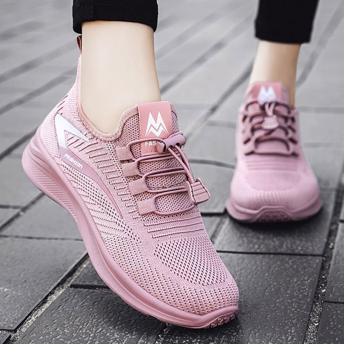 Basket Femme Couleur unie Aéré décontractées Chaussure de Sport légères Rose