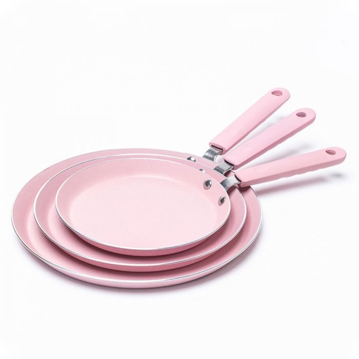 Poêle antiadhésive utilitaire à crêpes et omelettes ustensiles de cuisine pour la maison et le restaurant (rose) .