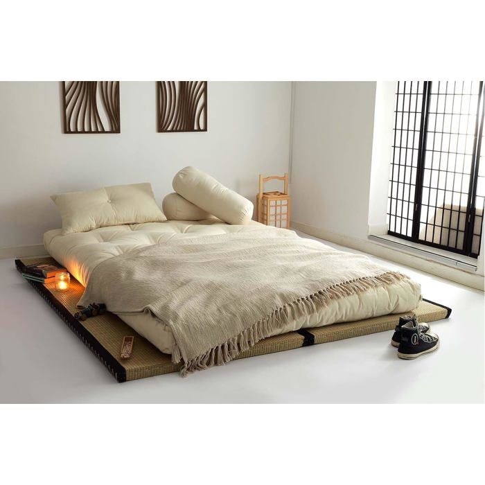 Futon Online Combinaison 2 Tatamis 90x200x55cm et Futon Coton 140x200x14cm