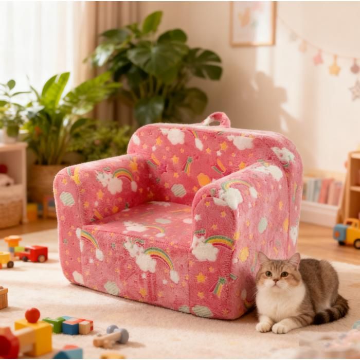 Fauteuil enfant – Canapé enfant rose – Arc-en-ciel et nuages – Housse amovible lavable – 64 x 49 x 49 cm Fauteuil enfant – Canapé enfant rose – Arc-en-ciel et nuages – Housse amovible lavable – 64 x 49 x 49 cm