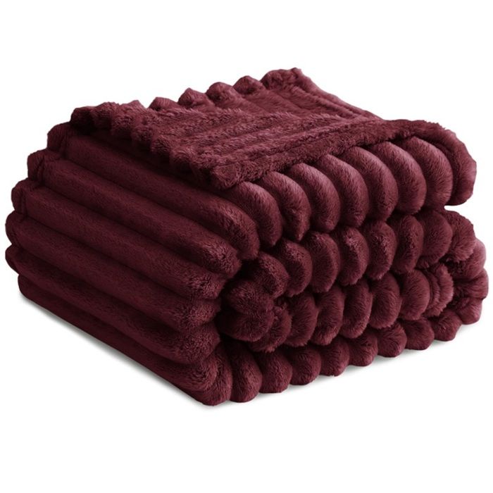 Plaid Polaire Canape Bordeaux - Plaid Doux 150x200 XL Couverture Lit 1 Personne