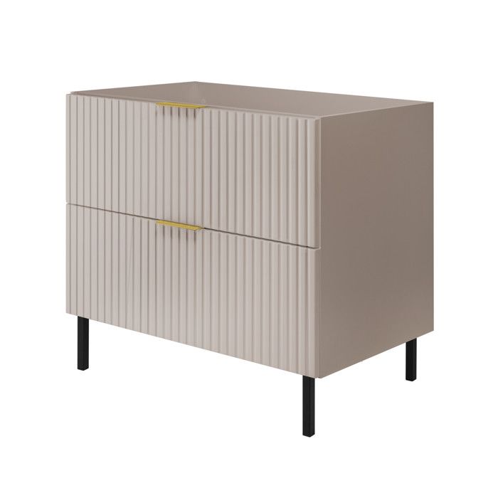 Meuble vasque - 3XE LIVING - Cachemire - 80x77x46 cm - poignée dorée - sans plan de travail
