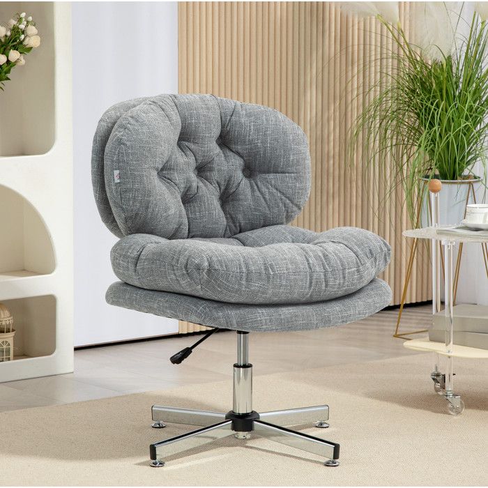 Chaise de bureau ergonomique pivotante avec fonction basculante hauteur réglable 49-59 cm tissu gris JOINERY