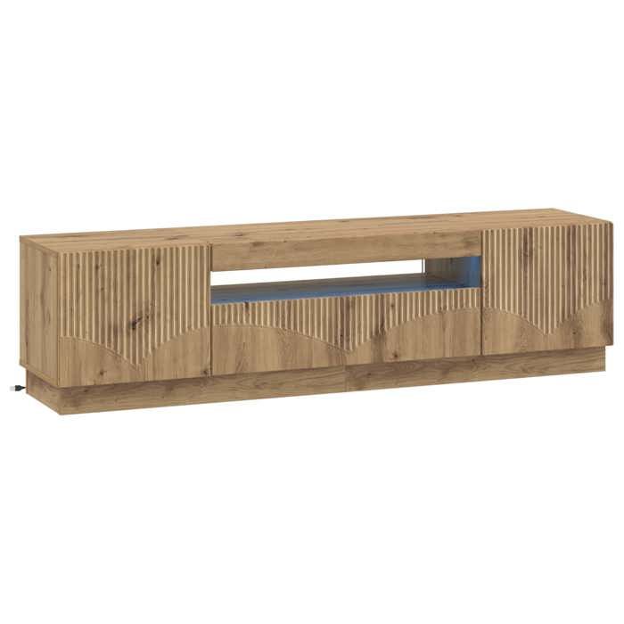 Nouveau Meuble TV LED Chêne artisanal Bois dingénierie poids:28.7 kg_6984