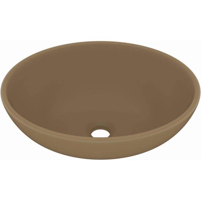Lavabo ovale de luxe Céramique Crème mat 40x33x13 5 cm Pour salle de bain et WC