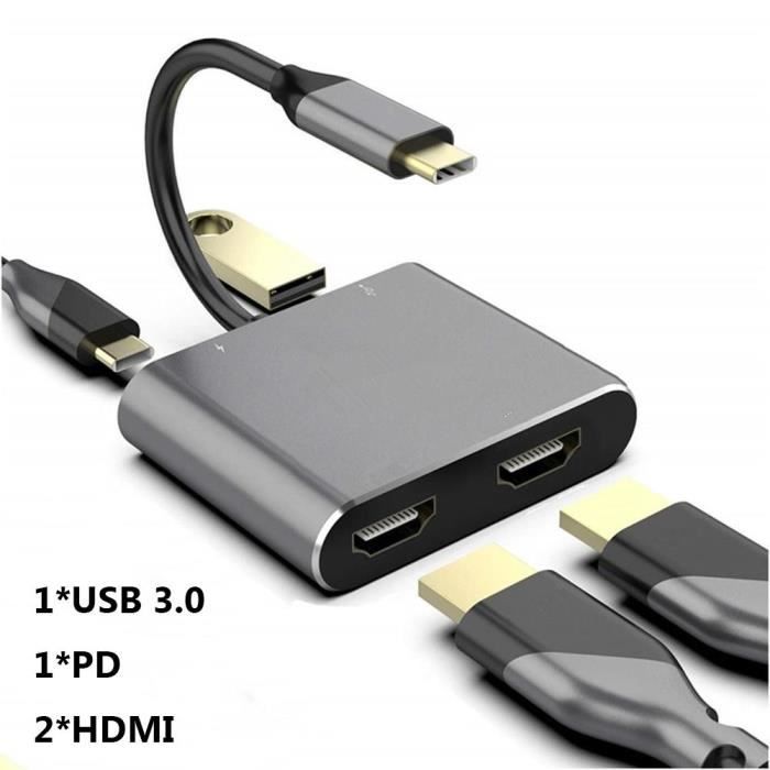 Adaptateur USB-C Vers HDMI + VGA Double Écran 4K/1080P - Plug & Play Pour MacBook, PC, Switch, TV - 8