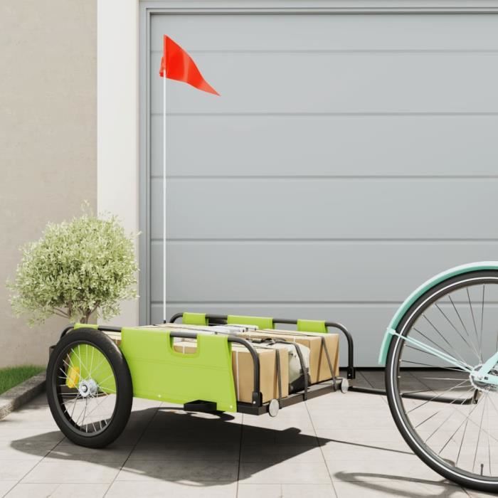 Remorque de vélo cargo DIOCHE - Noir tissu oxford et fer - 126x63x36cm - 45kg max - Sport