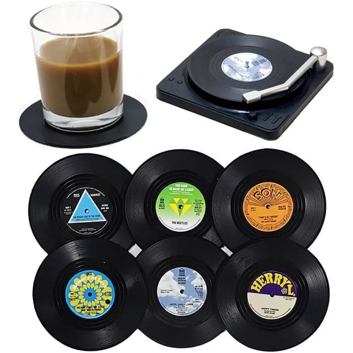 12 Sous-verres Rétro Style Vinyle CD - Dessous De Verre Déco Pour Boissons Chaudes Et Froides - Motifs Originaux