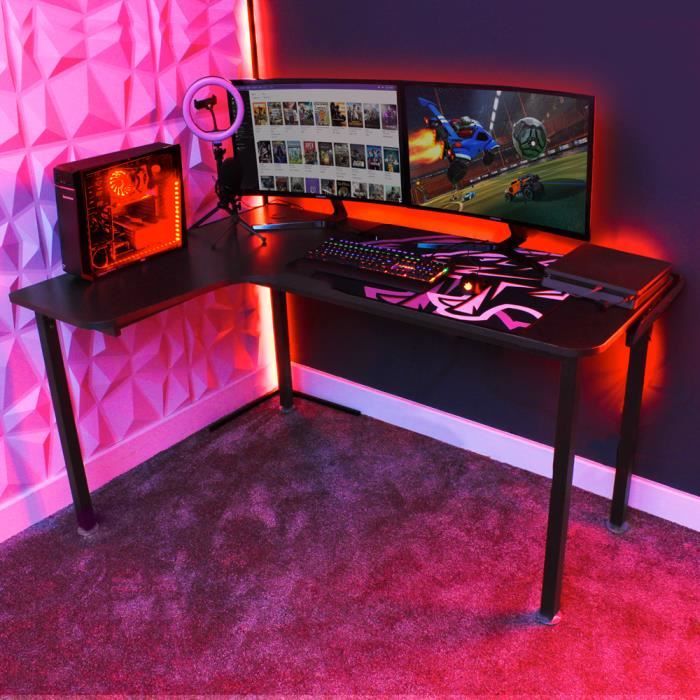 Bureau d'angle Bureau en forme de L,Robuste Bureau à domicile, Bureau gaming ,Bureau informatique - Cdiscount Maison