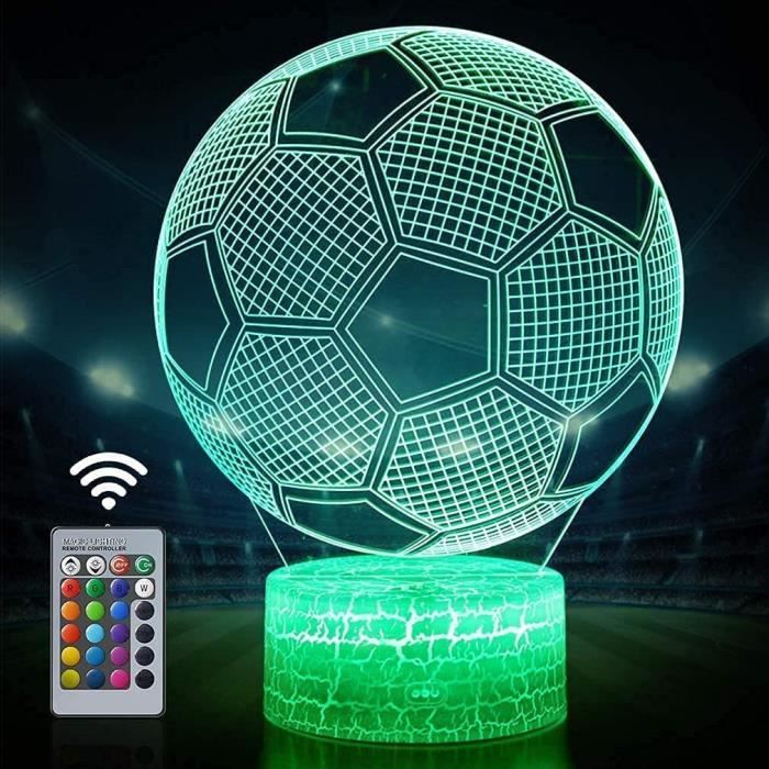 Veilleuse Foot 3D Gbivbe - Lampe Enfant 16 Couleurs LED Avec Télécommande - Cadeau Garçon 7-12 Ans