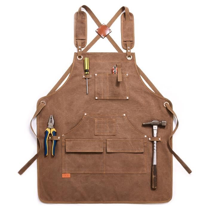 Tablier de Travail Durable Tablier en Toile Homme Tablier Reglable Multipoches pour Menuisier Peinture Jardinier Cdiscount Bricolage
