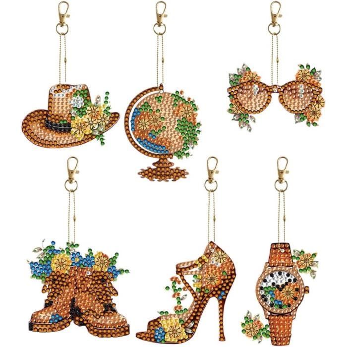 Porte-clés Levier Strass Avec Chaîne Diamant - Couleur Marron Jade - Occasion - Accessoire Déco