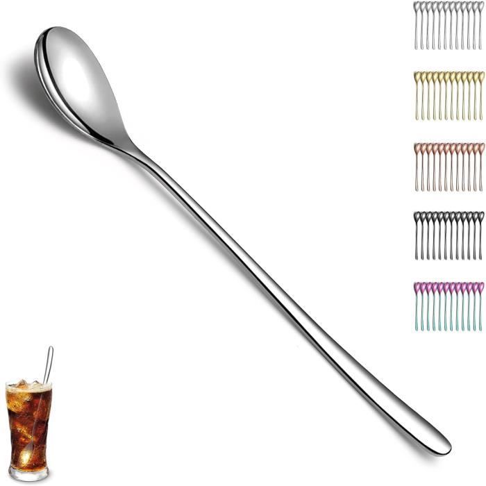 12 Cuillères à Thé Glacées En Inox - Longues, Lourdes, Pour Cocktails, Glaces, Boissons Froides