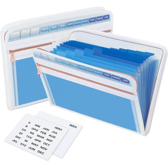 Jalach Porte-Documents A5 Ultra-Pratique Avec Fermeture Éclair Et Étiquettes – 13 Compartiments Pour Factures, Chèques, Reçus Et Coupons – Organiseur De Voyage Léger Et Solide