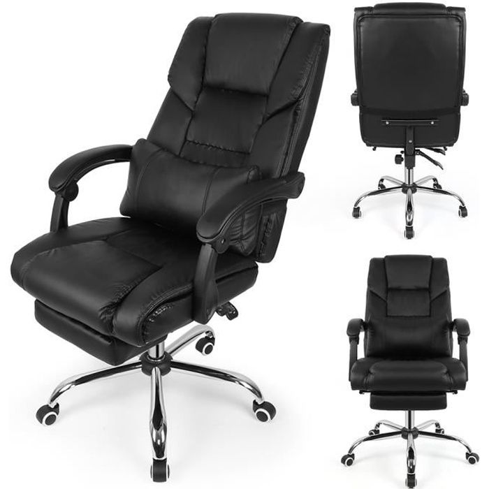 Noir Chaise De Bureau Fauteuil De Bureau Dossier Inclinable Hauteur Reglable Avec Repos Pieds Laizere Achat Vente Chaise De Bureau Noir Soldes Sur Cdiscount Des Le 20 Janvier Cdiscount