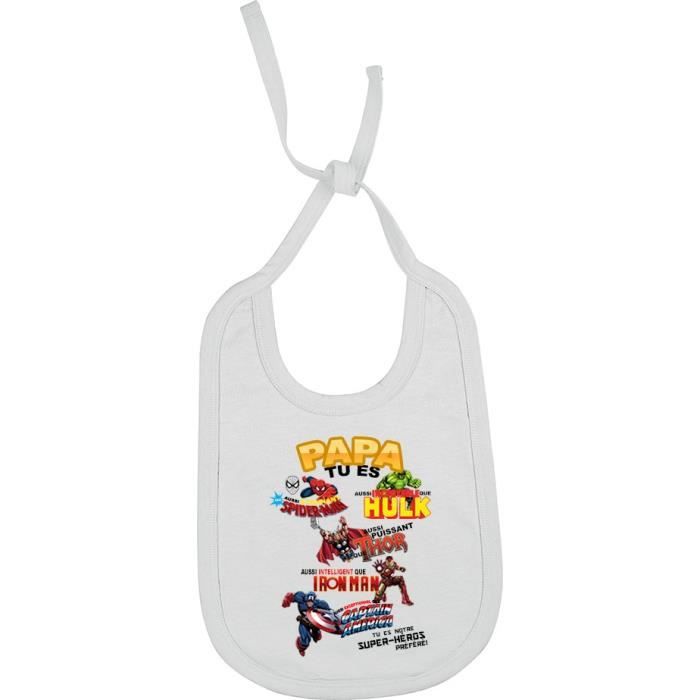 Bavoir Papa Tu Es Notre Super Heros Prefere Blanc Cdiscount Puericulture Eveil Bebe