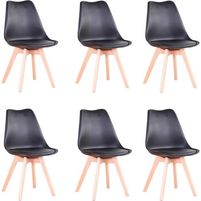 Lot De 6 Chaises Scandinaves Buybyroom - Pieds Métal Noir - Coque PP - Design Moderne Pour Cuisine/Salle à Manger