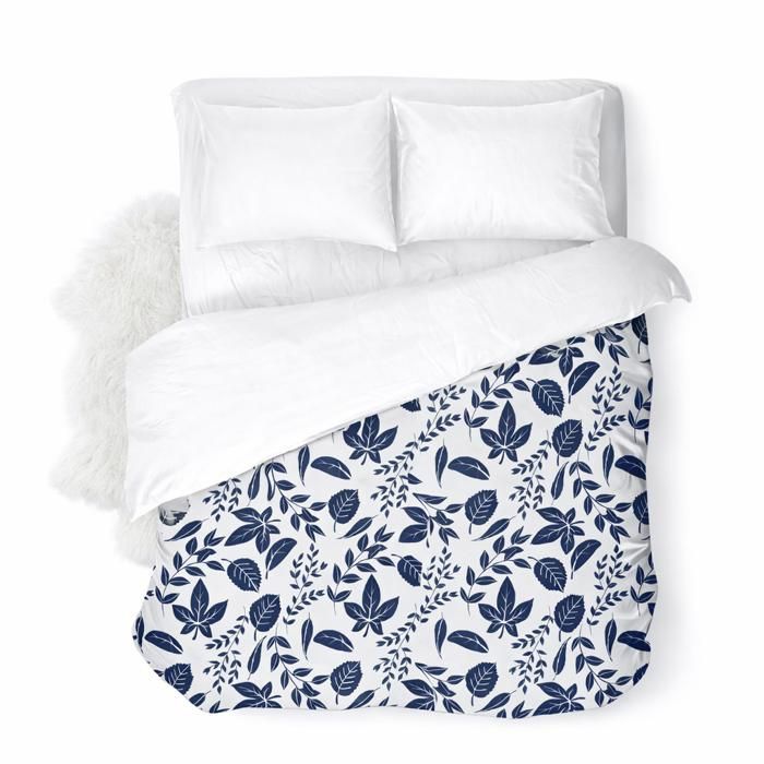 Couette Tempérée - MORTREUX - 240x260 cm - Microfibre - Garnissage 300g/m² - Imprimé Leaves