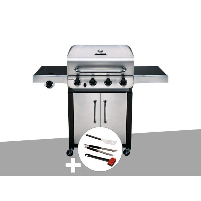 Barbecue à Gaz CharBroil Convective 440 S inox + Kit 3 ustensiles débutants 134,9 x 62,2 x 114