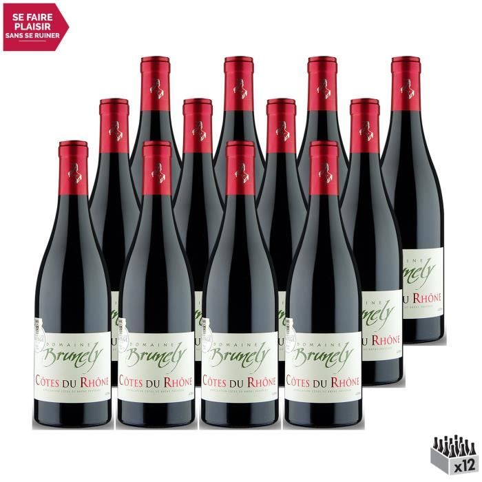 Côtes du Rhône Rouge 2020 Lot de 12x75cl Domaine Brunely Vin AOC Rouge de la Vallée du Côtes du Rhône Rouge 2020 Lot de 12x75cl Domaine Brunely Vin AOC Rouge de la Vallée du