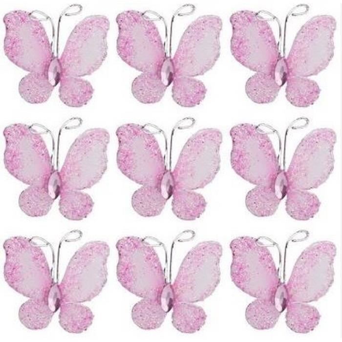 10 Petit Papillon Pierre Et Paillettes Strass Rose Cdiscount Maison