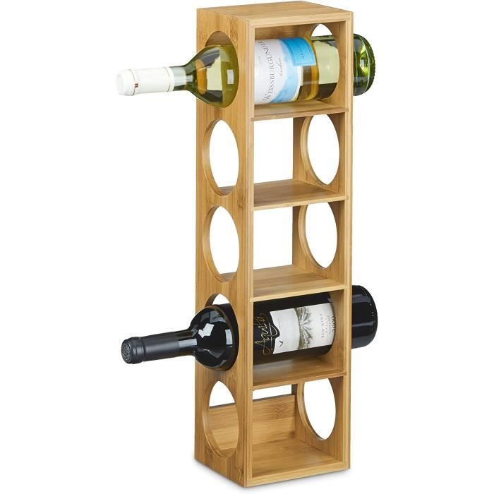 étagère à vin en bambou 12 x 14 x 53 cm 5 emplacements range-bouteilles 5 étages casier à vin en bois porte-bouteilles 5 niveaux hor