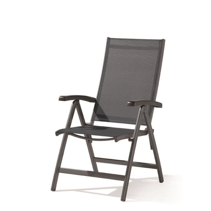 fauteuil pliable - sieger - série bodega - métal/aluminium - gris - extérieur