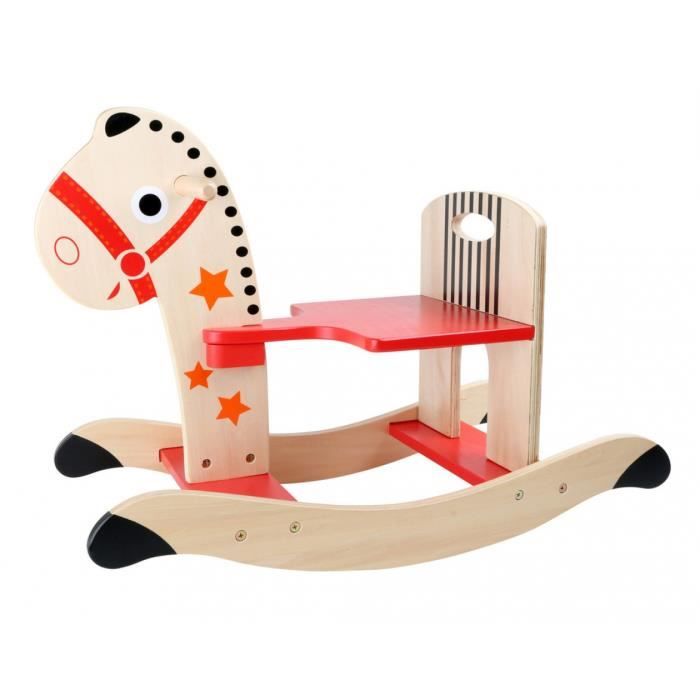 Cheval a bascule tout en bois Deco etoiles Des 2 ans Cdiscount Jeux Jouets