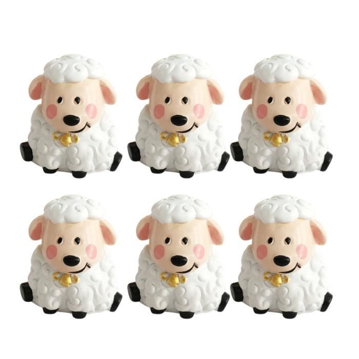 6 Pieces Gateau Ornement Dessin Anime Mouton Adorable Animal Decor Resine Artisanat Kit De Decoration Pack De Decoration Cdiscount Maison
