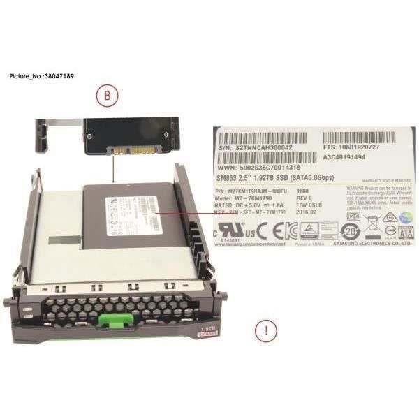 FUJITSU - Disque SSD - 1.92 To - Echangeable à chaud - 2.5\
