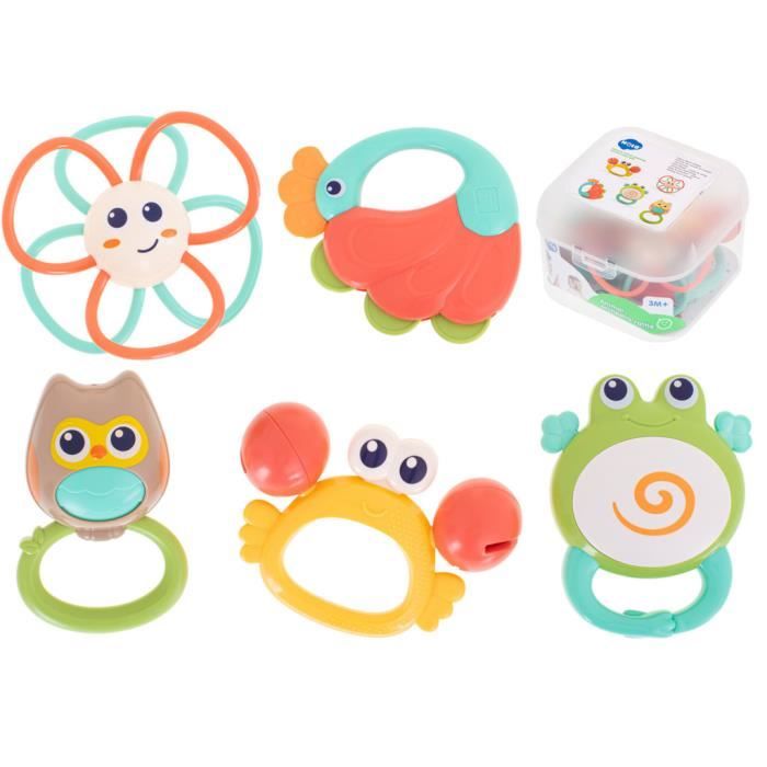 14 Pack Hochet de Dentition Ensemble Bébé Jouet Shaker Grab Hochet Bébé Infantile Nouveau-Né Jouets Jouets Éducatifs,Peut être Stérilisé à 100℃,Tôt Pour 0-6-12-18 Mois Garçon 