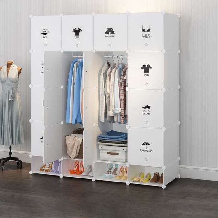 Armoire Penderie LANGRIA - Modulable 20 Cubes - Meuble de Rangement pour  Vêtements/Chaussures - Cdiscount Maison