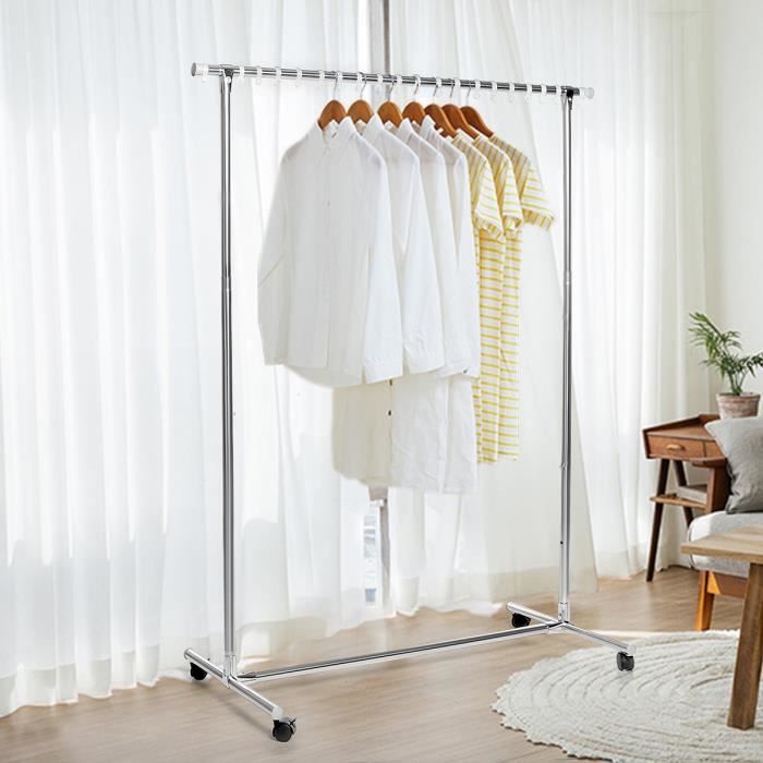 Portant Vêtements Double Da Terra – Avec Roues, Métal Et ABS Noir, Hauteur 165 Cm