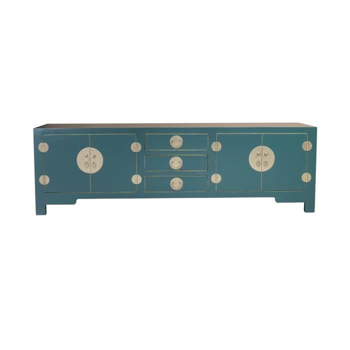 Meuble TV Chinois Teal Bleu - Fine Asianliving - W175xD47 x H 54 cm - Laqué - Contemporain - Design