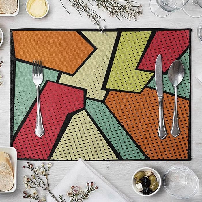Set De Table Impermeable 1 Piece Deco Table Anniversaire Garcon Coton Lin Motif De Geometrie De Dessin Anime 45x30cm 869 Cdiscount Maison